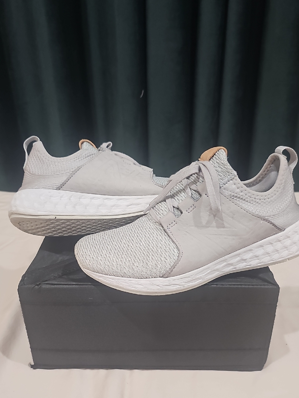 New Balance Light Gray Knit Sneakers